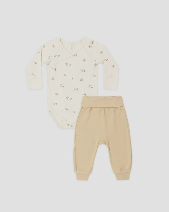 Quincy Mae - Bodysuit + Pants Set - Pears Butterscotch