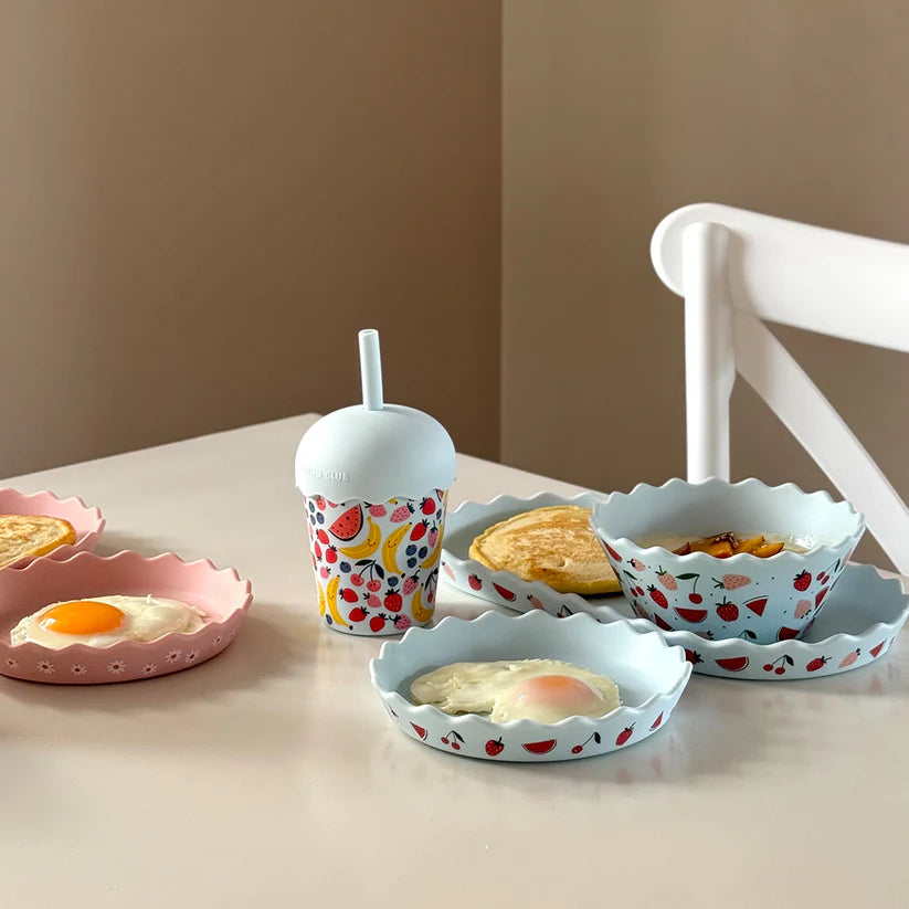 Silicone Bowl + Plate Set - Blue Fruit