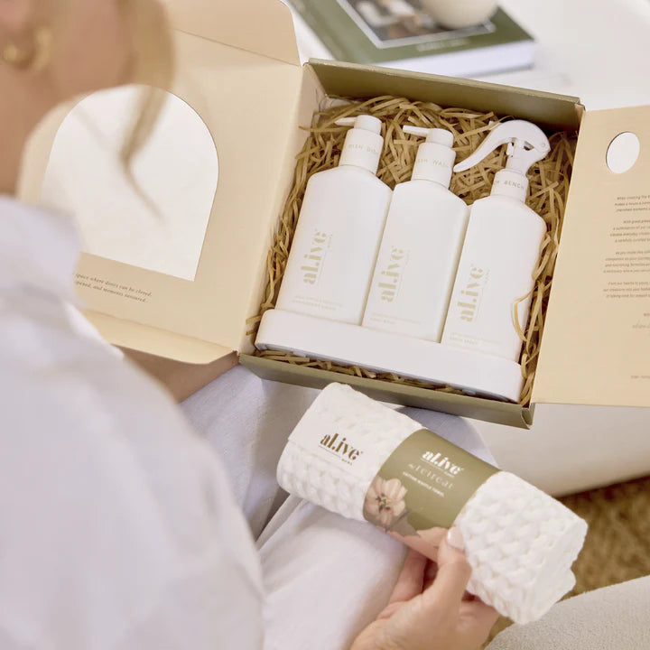 Al.ive - Kitchen Trio + Towel Gift Set - Lemon Myrtle + Honeydew