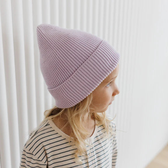 The Rest - Organic Cotton Rib Beanie - Lilac