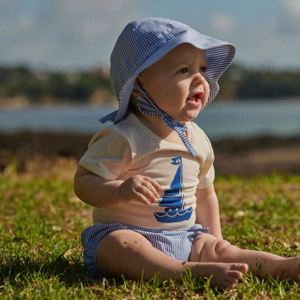 Nature Baby - Sunhat Linen - Blue Stripe