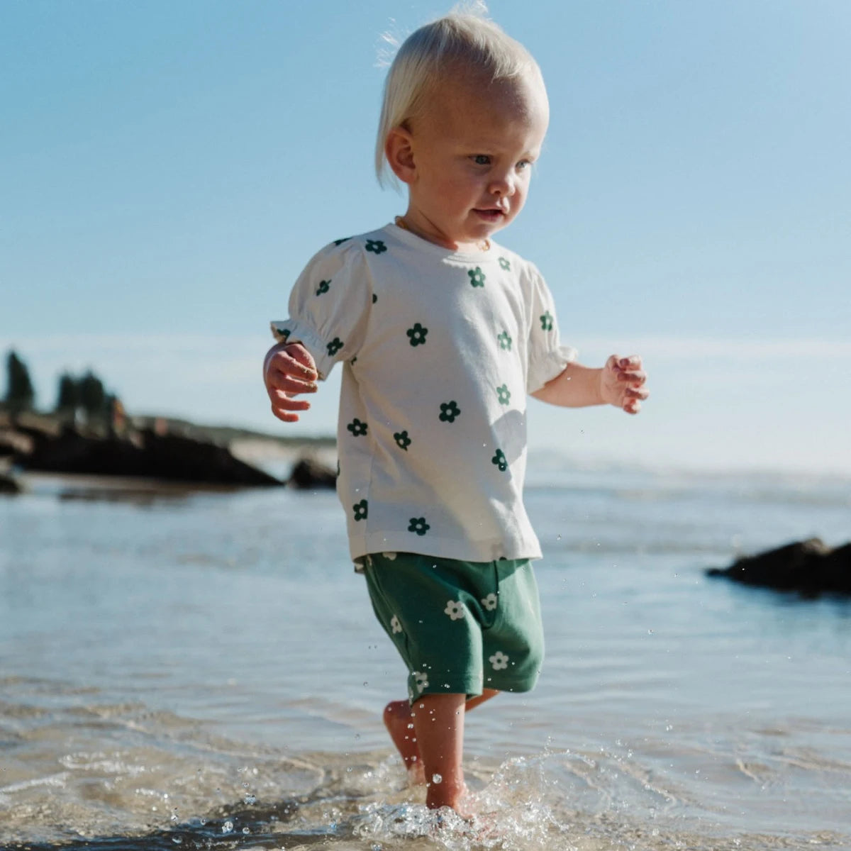 Nature Baby - Selby Waffle Shorts - Flora Peppermint