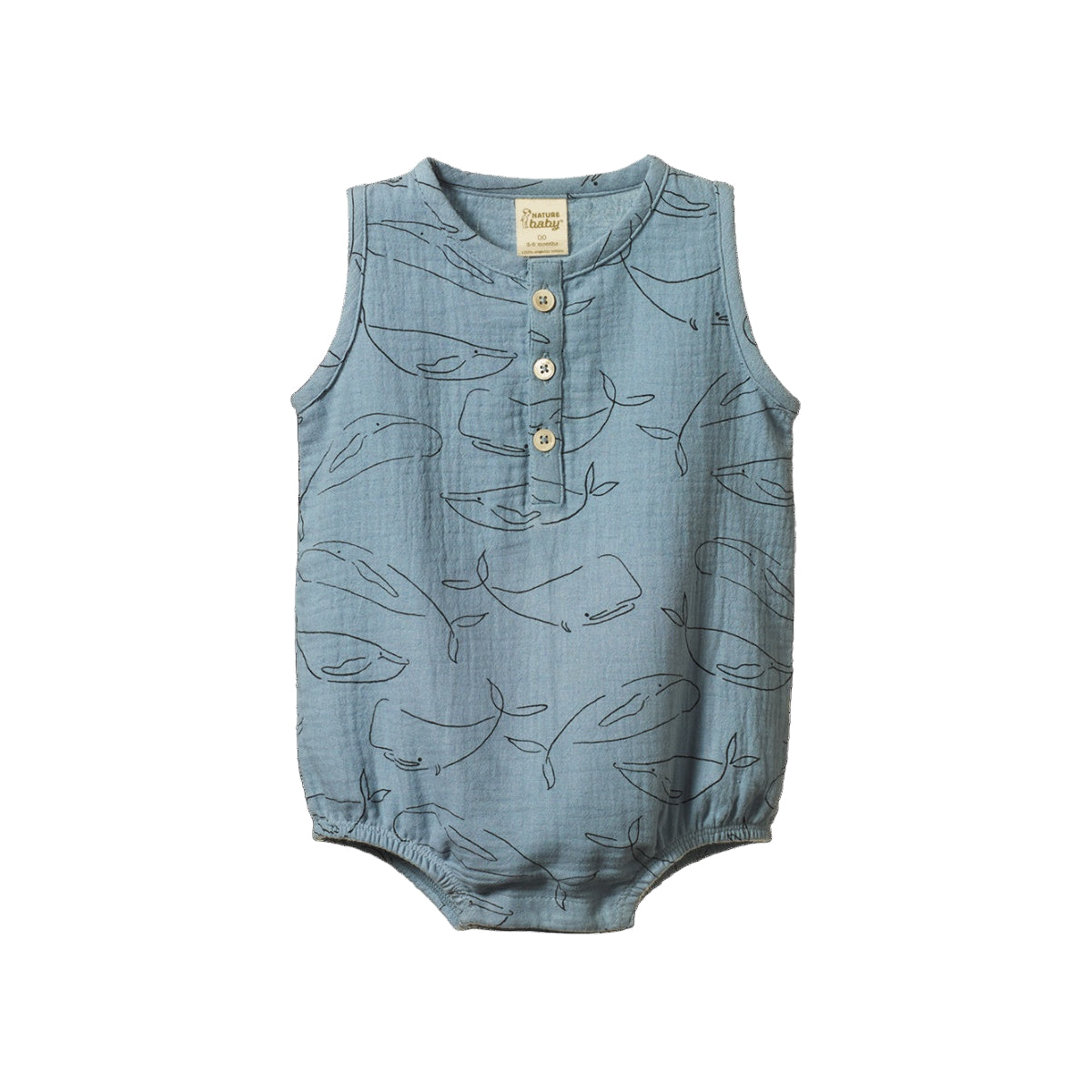 Nature Baby - Cedar Muslin Suit - Blue Whale