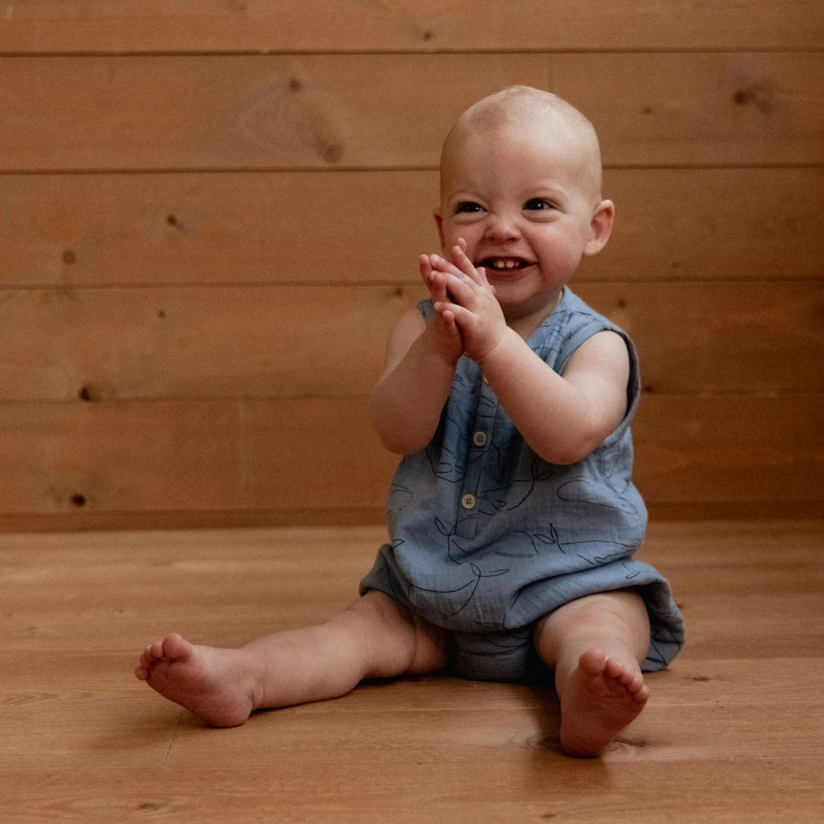Nature Baby - Cedar Muslin Suit - Blue Whale