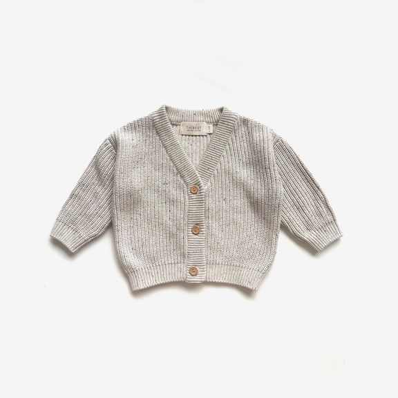 The Rest - Chunky Grandpa Cardi - Oat Navy Fleck