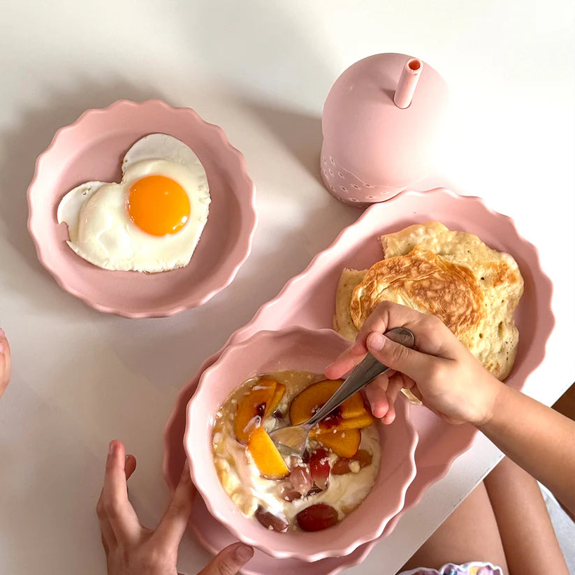 Silicone Bowl + Plate Set - Pink Daisy