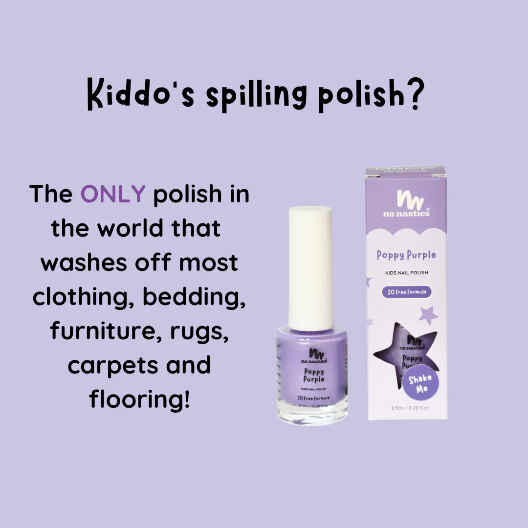 No Nasties  - Poppy Purple Water-Based Nail Polish for Kids