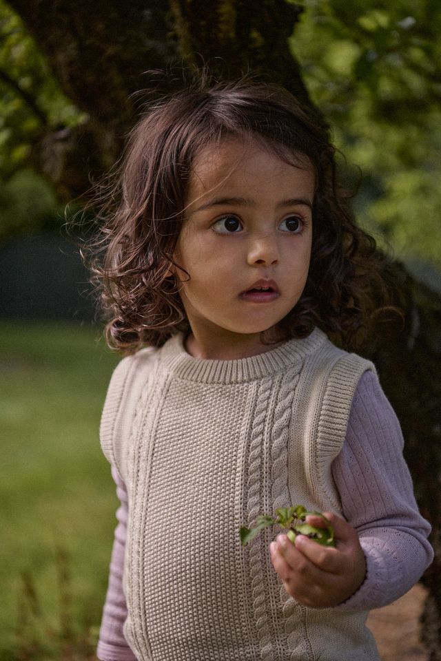 Nature Baby - Walter Vest - Oatmeal Marl Cable Knit