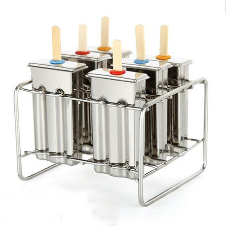 Stainless Steel Popsicle + Ice Cream Mould (6x)