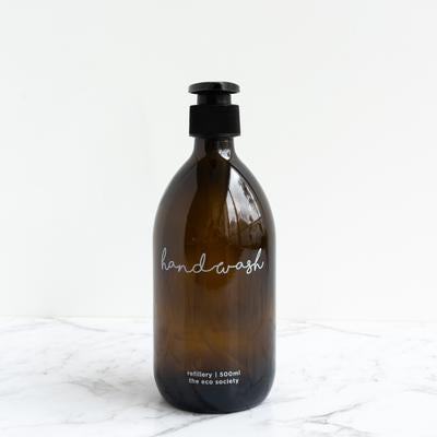 Amber Glass Bottle Pump 500ml - Handwash