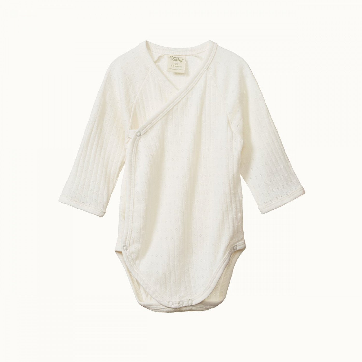 Nature Baby - L/S Kimono Bodysuit Pointelle - Natural