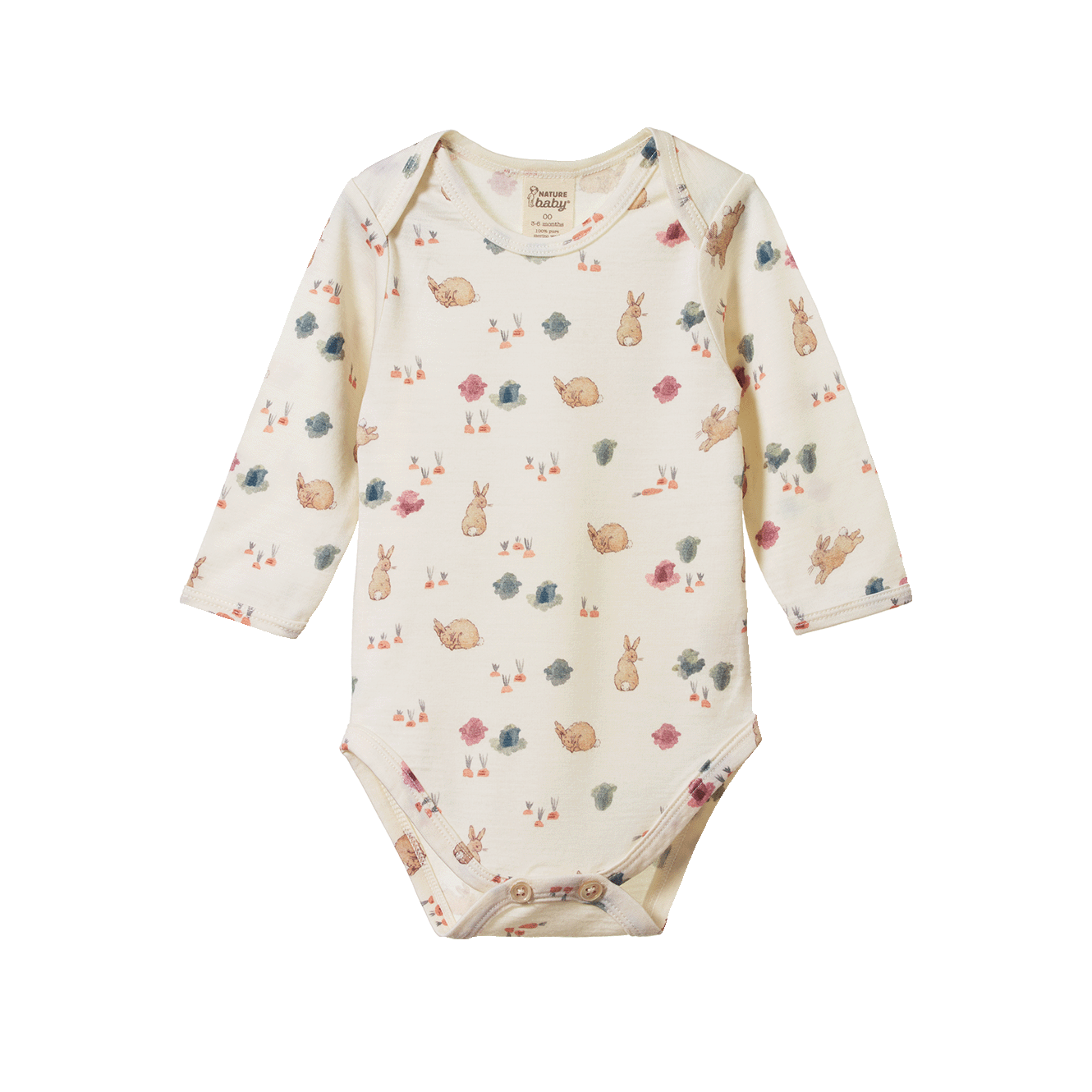 Nature Baby - Merino L/S Bodysuit - Country Bunny