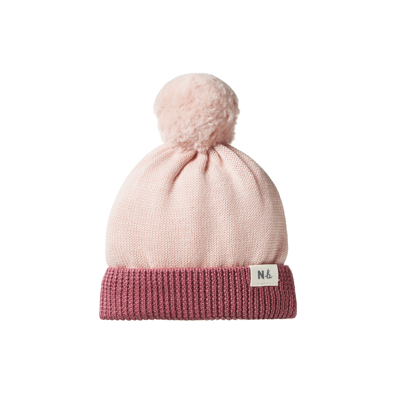 Nature Baby - Merino Pom Pom Beanie - Rhubarb/Rose Dust