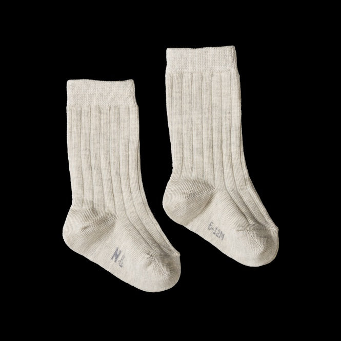 Nature Baby - Organic Cotton Rib Socks - Light Grey Marl